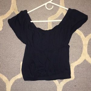 ZARA Off the shoulder cotton navy top. Size Small